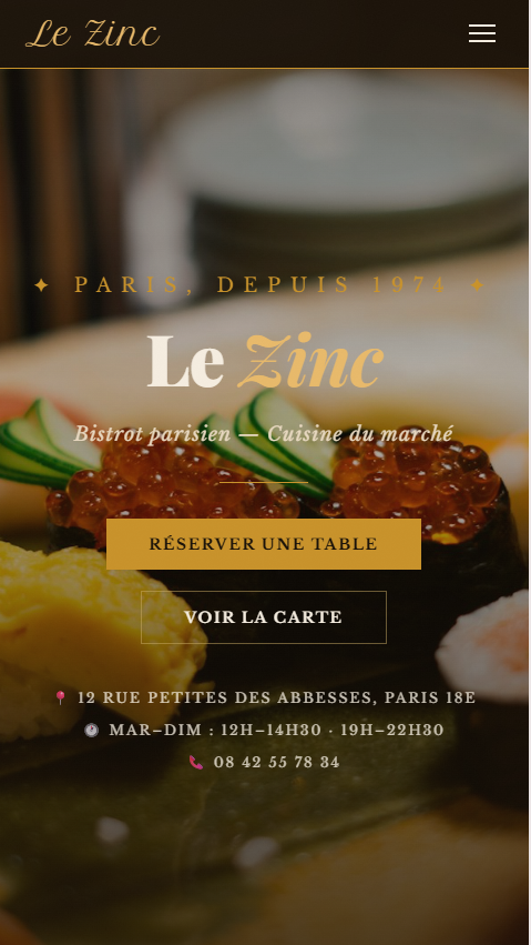 Version mobile du site